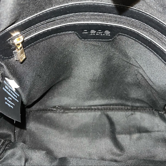 BEBE Hayden Backpack Black Gold Crystal Jeweled Embellishments Vegan Leather - Picture 9 of 14